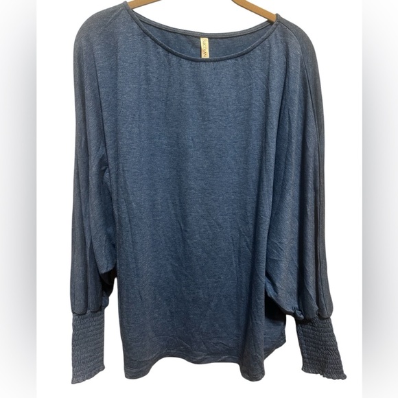 Sucolan Blue Women’s Oversized Fall Fashion Trendy Shirt Ruffle Long Sleeve Sz L - Picture 5 of 13